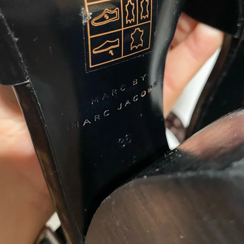 Marc Jacobs Jamie‎ Stud Strap Half Moon Sandal Hight Heel Shoes 36